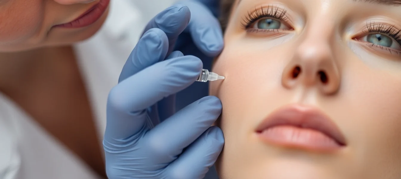 Botox Behandlung: Fachgerechte Injektion für glatte Haut, sichtbarer Fokus auf die Behandlung