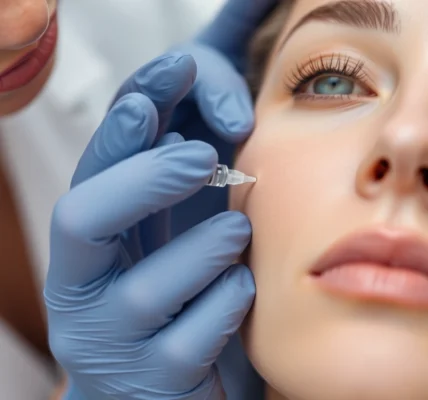 Botox Behandlung: Fachgerechte Injektion für glatte Haut, sichtbarer Fokus auf die Behandlung