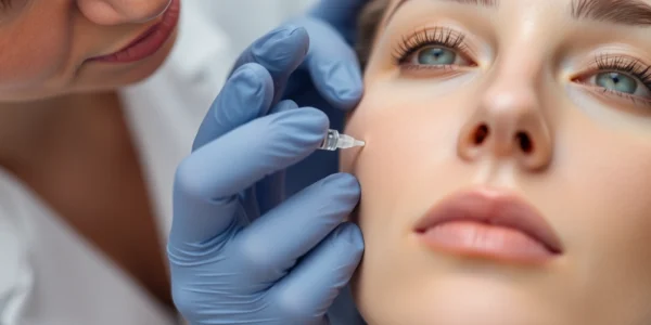 Botox Behandlung: Fachgerechte Injektion für glatte Haut, sichtbarer Fokus auf die Behandlung
