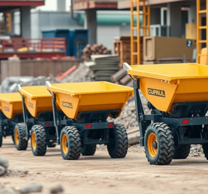 Dumper rental services showcasing mini dumpers transporting materials efficiently on construction sites in the UK.