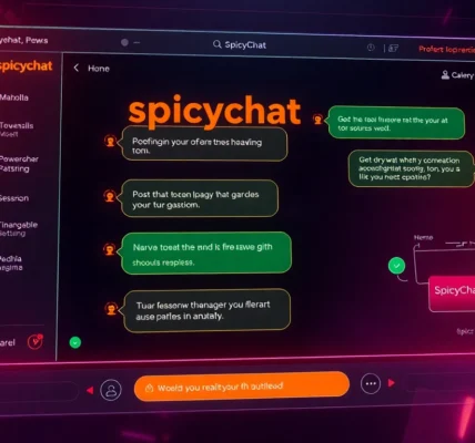 Spicychatai AI chatbot engaging in realistic, uncensored conversation with alluring visuals and vibrant interface cues for immersive experience.