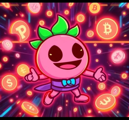Pepe Meme Coin logo with vibrant colors and engaging crypto-themed background for digital marketing