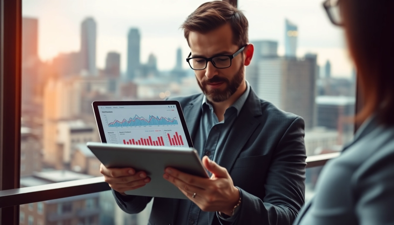 Landlord News UK UK landlord analyzing property market trends on tablet with city background