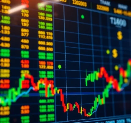 Stock Market Updates showing fluctuating charts, gold prices hitting new records, and currency