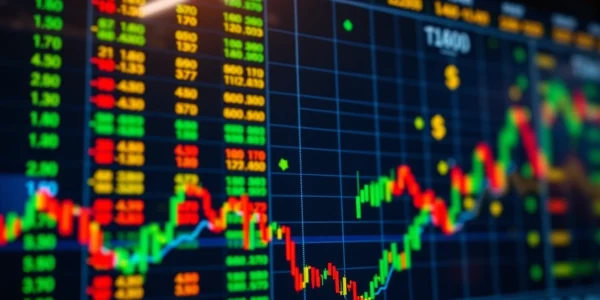 Stock Market Updates showing fluctuating charts, gold prices hitting new records, and currency