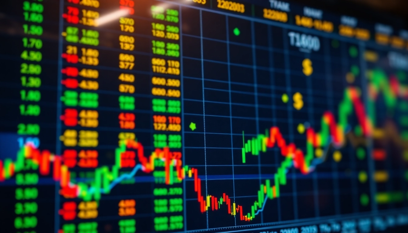 Stock Market Updates showing fluctuating charts, gold prices hitting new records, and currency